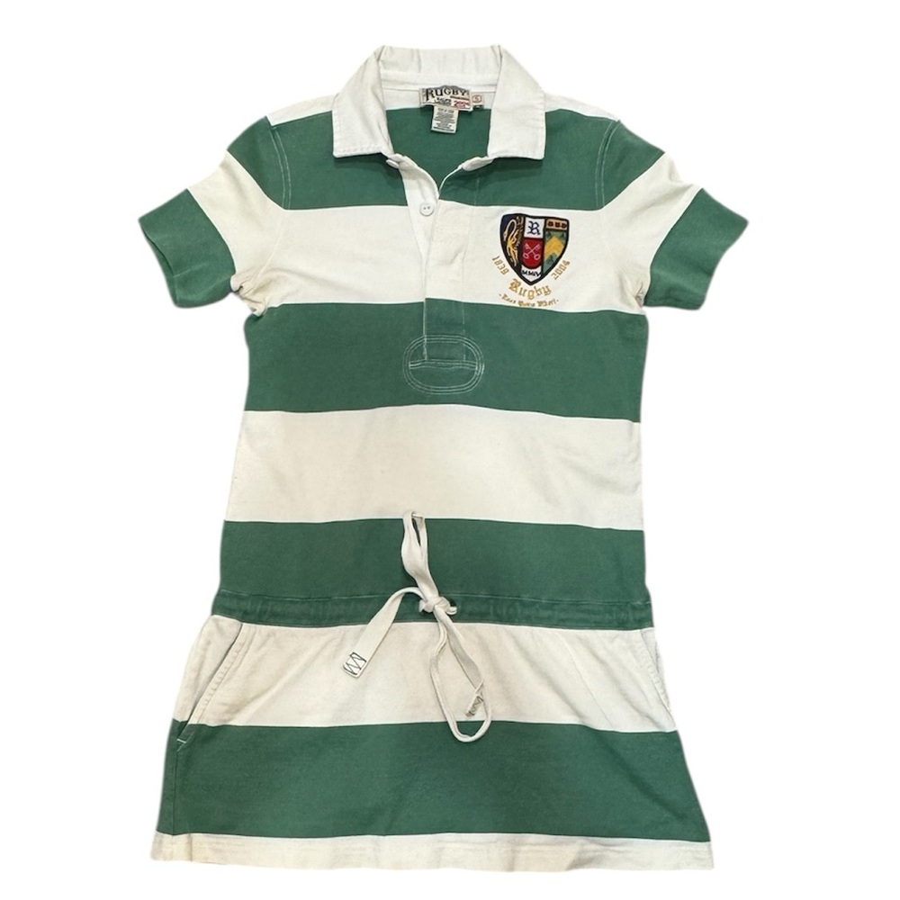 Rare Rugby Ralph Lauren Green and White Striped Tunic